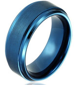 8mm - Unisex or Men's Wedding Bands. Blue Steel Carbide High Polish Sides, Matte Finish and Comfort Fit. ✦ Men's Wedding Bands | Rings Seller Savings Direct physical