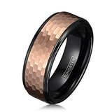 8mm - Unisex or Men's Tungsten Wedding Bands. Duo Tone Black and Gold Hammered Finish Men's Tungsten Carbide Ring ✦ View All Store Items Seller Savings Direct