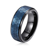 8mm - Unisex or Men's Tungsten Wedding Bands. Duo Tone Black and Blue Hammered Finish Men's Tungsten Carbide Ring ✦ View All Store Items Seller Savings Direct