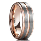 8mm - Unisex or Men's Tungsten Wedding Band. Rose Gold and Silver Matte Finish - Guys Wedding Rings ✦ View All Store Items Seller Savings Direct