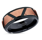 8mm - Unisex or Men's Tungsten Wedding Band. Duo Tone Black and Rose Gold Tone Staggered Pattern Tungsten Wedding Ring Comfort Fit ✦ View All Store Items Seller Savings Direct