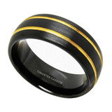 8mm - Unisex or Men's Tungsten Wedding Bands. Duo Tone Black and Gold Double Groove Finish. Men's Tungsten Carbide Ring Wedding Band ✦ View All Store Items Seller Savings Direct