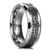 8mm - Unisex or Men's Tungsten Wedding Band. Irish Trinity Triquetra Ring. Black and Silver Tone Celtic Knot Carbon Fiber Inlay ✦ Top Best Sellers Seller Savings Direct physical