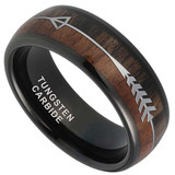 8mm - Unisex or Men's Tungsten Wedding Bands. Black Tone Cupid's Arrow over Wood Inlay. Tungsten Ring with High Polish Dark Wood Inlay. Domed Top Ring. ✦ View All Store Items Seller Savings Direct