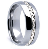 8mm - Unisex or Men's Tungsten Wedding Band. Silver Tone Rope Inlay Tungsten Carbide Ring. Domed Top and Comfort Fit. ✦ View All Store Items Seller Savings Direct