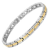 7.5" Inch - Duo Tone Magnetic Titanium Bracelet - Womens Titanium Magnetic Therapy Bracelet - Two Tone Silver and Gold Plated ✦ View All Store Items Seller Savings Direct