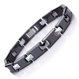 8.5" Inch - Tungsten Bracelet Mens - Duo Tone Black and Silver - Tungsten and Ceramic Men's Link Bracelet ✦ View All Store Items Seller Savings Direct