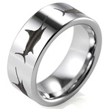 8mm - Swordfish Engraved Tungsten Guys Wedding Bands - Fisherman's Ring / Fishing Wedding Band. Silver ✦ View All Store Items Seller Savings Direct