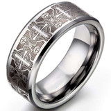 8mm - Flat Tungsten Ring Laser Engraved Celtic Crosses. Unisex or Men's Silver Band with Laser Etched Celtic Crosses ✦ View All Store Items Seller Savings Direct
