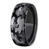 8mm - Unisex or Men's Steel Wedding Band. Silver and Black Camouflage Wedding Ring ✦ View All Store Items Seller Savings Direct