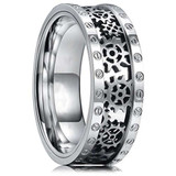 8mm - Silver Gear Steampunk Clockwork Titanium Mens Wedding Band Ring - Cut Out Design - Ultra Light Weight ✦ View All Store Items Seller Savings Direct