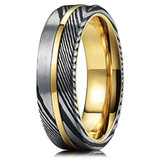 6mm - Black Damascus Ring, Black Wedding Band, Rose Gold Ring, Engagement Ring, Men Ring, 14K Rose Gold Line - Women or Men ✦ View All Store Items Seller Savings Direct