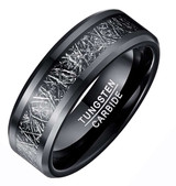 8mm - Unisex or Men's Tungsten Wedding Band. Black Band with Inspired Meteorite Tungsten Carbide Ring. Dark Meteorite Wedding Band ✦ View All Store Items Seller Savings Direct
