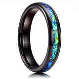 4mm - Women's Tungsten Wedding Bands. Black Band with Bright Green and Blue Inlay Design ✦ View All Store Items Seller Savings Direct