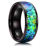 8mm - Men's Tungsten Wedding Bands. Black Band with Bright Green and Blue Inlay Design ✦ View All Store Items Seller Savings Direct