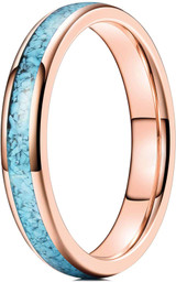 4mm - Women's Rose Gold and Blue Turquoise Granules Inlay Tungsten Wedding Band Ring. Domed Tungsten Carbide Ring Comfort Fit. ✦ View All Store Items Seller Savings Direct