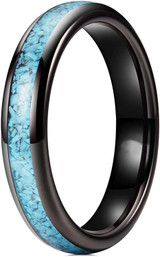 4mm - Women's Black and Blue Turquoise Granules Inlay Tungsten Wedding Band Ring. Domed Tungsten Carbide Ring Comfort Fit. ✦ View All Store Items Seller Savings Direct