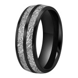 8mm - Unisex or Men's Tungsten Wedding Band. Black Double Line Inspired Meteorite Domed Tungsten Carbide Ring. Comfort Fit ✦ View All Store Items Seller Savings Direct