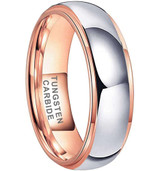 6mm - Unisex or Women's Tungsten Wedding Band. Rose Gold and Silver Dome Gunmetal Tungsten Carbide Ring ✦ Women's Wedding Bands / Engagement Rings Seller Savings Direct