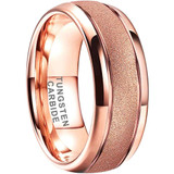 8mm - Unisex or Men's Tungsten Wedding Band. Rose Gold Sand Blasted Glitter with Polished Sides. Domed and Comfort Fit ✦ View All Store Items Seller Savings Direct