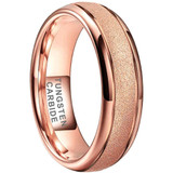 6mm - Unisex, Women's or Men's Tungsten Wedding Bands. Rose Gold Sand Blasted Glitter with Polished Sides. Domed and Comfort Fit ✦ View All Store Items Seller Savings Direct