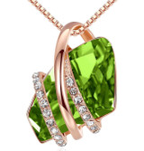 Classic Peridot Green Stone Crystal Pendant with 18" Rose Gold Chain Necklace. August Birthstone Crystal - For Lover's, Girl Friend, Wife, Valentine's Day, Mother's Day, Anniversary Gift - Gem Stone Necklace for Women. ✦ View All Store Items Seller Savings Direct