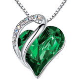 Dark Emerald Green Heart Crystal Pendant with 18" Chain Necklace. May Birthstone Crystal - For Lover's, Girl Friend, Wife, Valentine's Day, Mother's Day, Anniversary Gift - Heart Necklace for Women. ✦ View All Store Items Seller Savings Direct