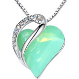 Women’s Silver Plated Infinity Love Heart Pendant Necklace with Jade Green Crystals. Good Luck Jewelry Gifts for Her, 18 + 2 inch Chain, Anniversary Birthday Mother's Necklaces for Wife Mom Girlfriend ✦ Top Best Sellers Seller Savings Direct
