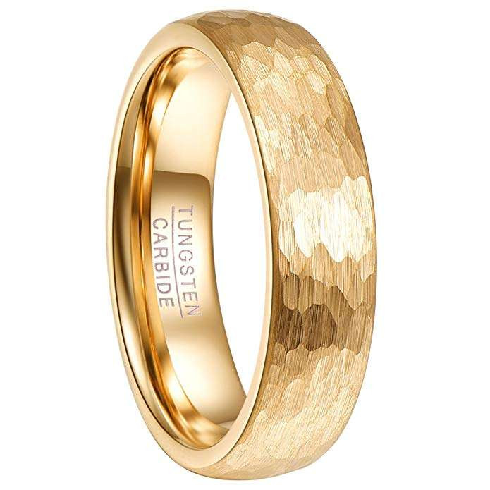 Meravi Tungsten Carbide Mens Wedding Band – 18k Gold IP – 8mm Or 6mm – Cobalt & Lead Free