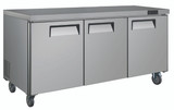 QUANTUM COMMERCIAL 72" 3 DOOR UNDER COUNTER FREEZER (front/side)