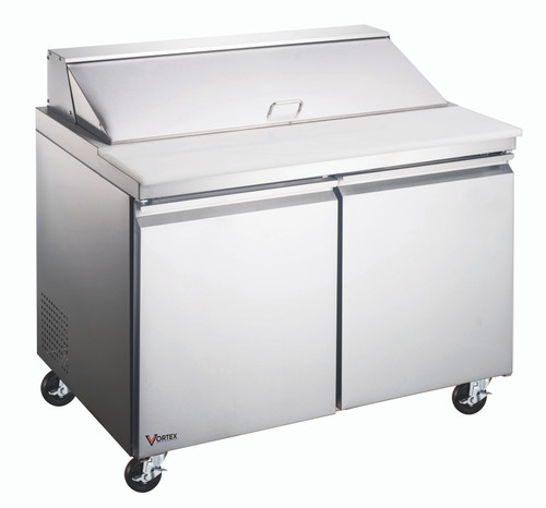 VORTEX COMMERCIAL 48" 2 DOOR 12 PAN SALAD/SANDWICH PREP TABLE