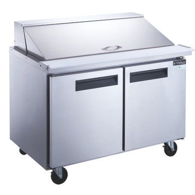 Dukers DSP48-18M-S2 48” 2-Door Commercial Food Prep Refrigerator – Mega Top, 18 Pans