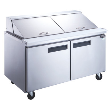 Dukers DSP60-24M-S2 60” 2-Door Commercial Food Prep Refrigerator – Mega Top, 24 Pans