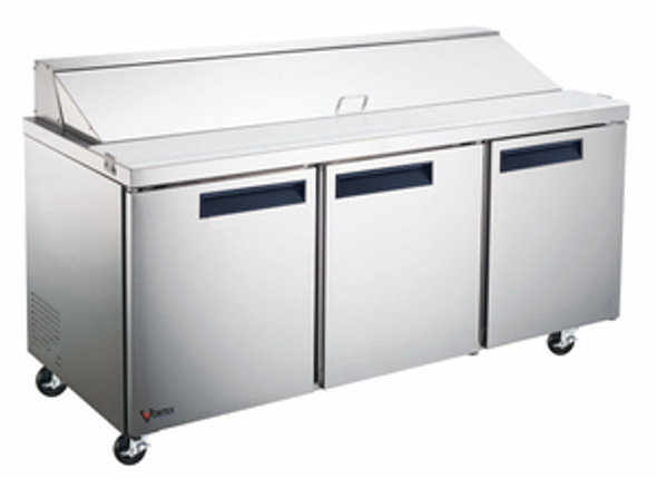 COMMERCIAL 72" 3 DOOR 18 PAN SALAD/SANDWICH PREP TABLE