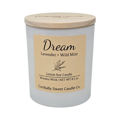 Dream (Lavender & Wild Mint) Wooden Wick Lotion Soy Candle