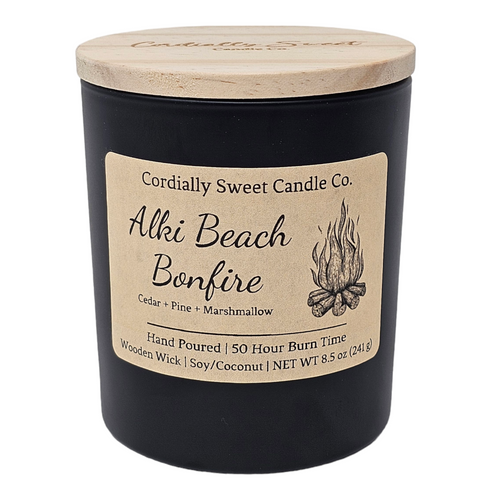 Alki Beach Bonfire Wooden Wick Soy/Coconut Candle (Single Wick)