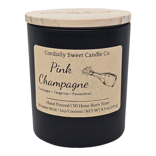 Pink Champagne Wooden Wick Soy/Coconut Candle (Single Wick)