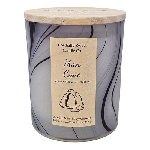 Man Cave Wooden Wick Soy/Coconut Candle (Two Wick)
