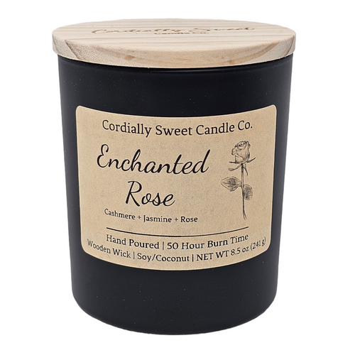 Enchanted Rose Wooden Wick Soy/Coconut Candle (Single Wick)