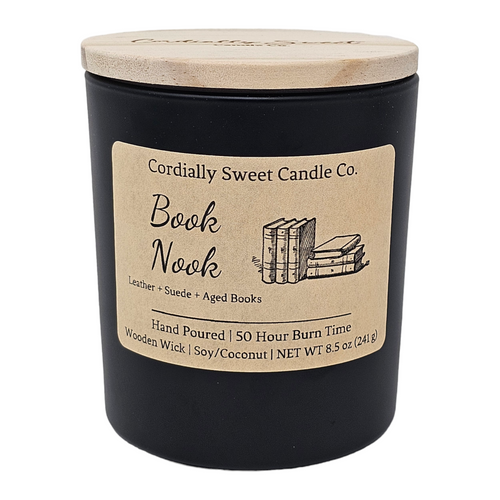 Book Nook Wooden Wick Soy/Coconut Candle (Single Wick)