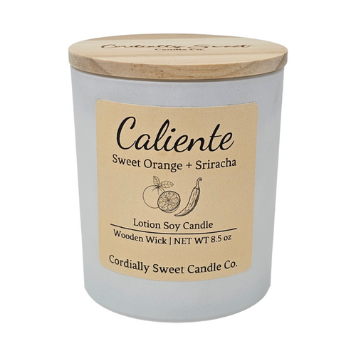 Caliente (Sweet Orange & Sriracha) Wooden Wick Lotion Soy Candle