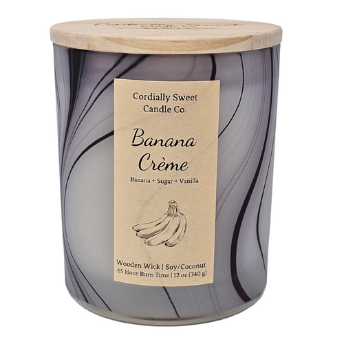 Banana Crème Wooden Wick Soy/Coconut Candle (Two Wick)