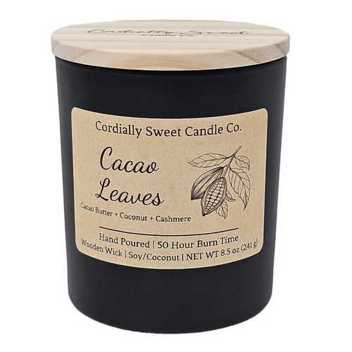 Cacao Leaves Wooden Wick Soy/Coconut Candle (Single Wick)