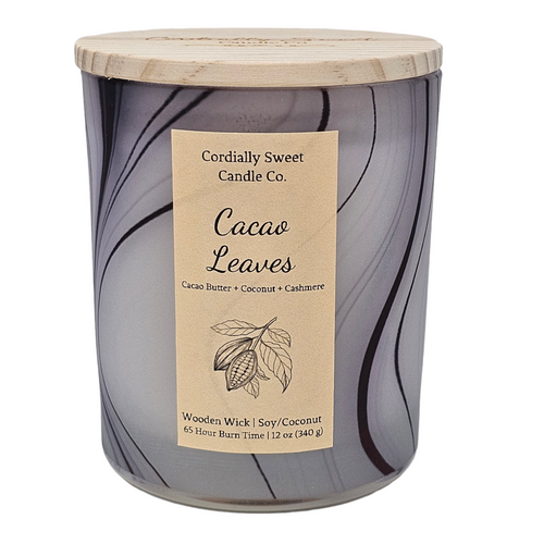 Cacao Leaves Wooden Wick Soy/Coconut Candle (Two Wick)