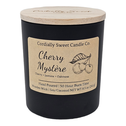 Cherry Mystère Wooden Wick Soy/Coconut Candle (Single Wick)