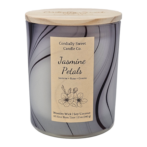 Jasmine Petals Wooden Wick Soy/Coconut Candle (Two Wick)