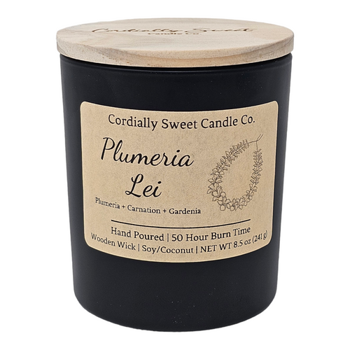 Plumeria Lei Wooden Wick Soy/Coconut Candle (Single Wick)