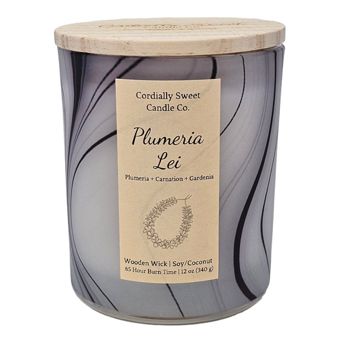 Plumeria Lei Wooden Wick Soy/Coconut Candle (Two Wick)