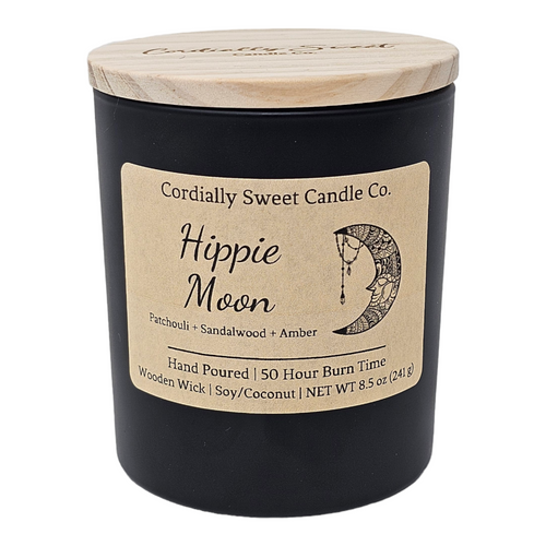 Hippie Moon Wooden Wick Soy/Coconut Candle (Single Wick)