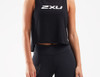 2XU - CONTENDER Women's Crop Tank Top - Black/Geo Lines